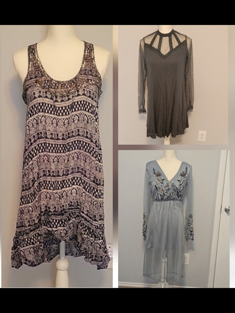 Lot of 3 Size Small Boho & Romantic Dresses Bundle | Xhilaration + En Crème